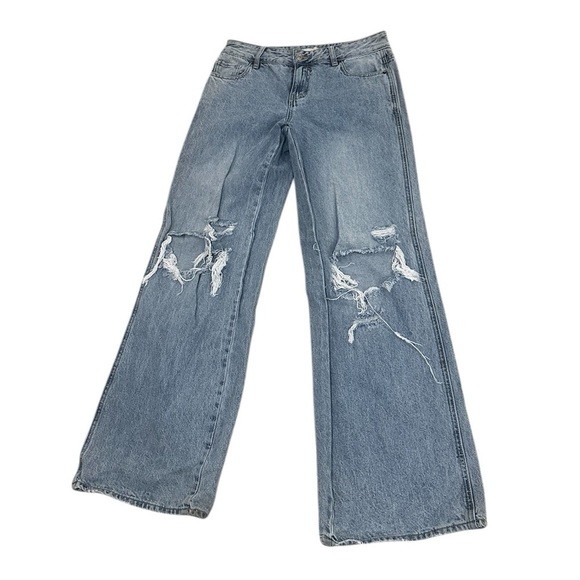 PacSun Casey Ripped Knees Low Rise Baggy Jeans Medium Indigo 27 - Picture 2 of 14